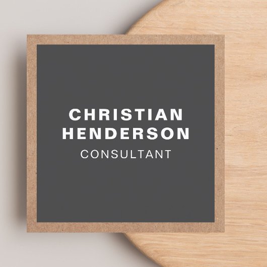 Moderne Elegante Grijze Kraftpapier-Document Consu Vierkante Visitekaartje