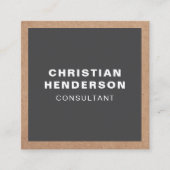 Moderne Elegante Grijze Kraftpapier-Document Consu Vierkante Visitekaartje (Voorkant)