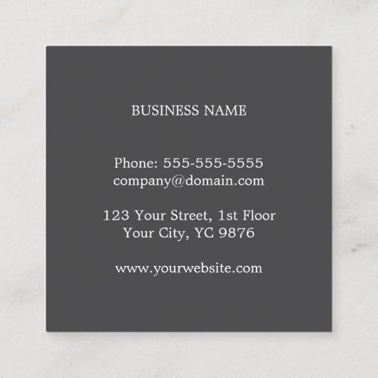 Moderne Elegante Grijze Kraftpapier-Document Consu Vierkante Visitekaartje (Achterkant)