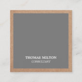 Moderne Elegante Grijze Kraftpapier-Document Consu Vierkante Visitekaartje (Voorkant)