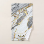 Moderne Elegante grijze marmeren kunst faux gouden Bad Handdoek (Handdoek)