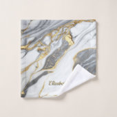 Moderne Elegante grijze marmeren kunst faux gouden Bad Handdoek (Wasdoekje)