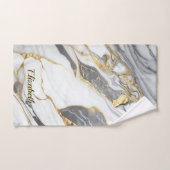 Moderne Elegante grijze marmeren kunst faux gouden Bad Handdoek (Handdoek)