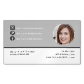 Moderne elegante grijze monogram Eenvoudig minimum Magnetisch Visitekaartje (Voorkant)