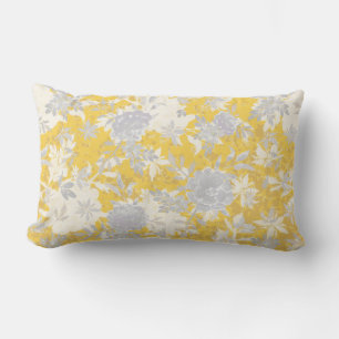 Moderne Elegante Grijze Mosterd Geel Marigold Bloe Kussen