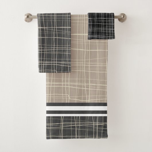 Moderne elegante grijze schets 3 bad handdoek (Insitu)