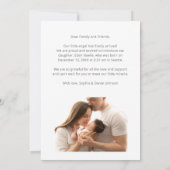 Moderne Elegante Grijze Script Pasgeboren 2 Foto G Aankondiging (Achterkant)