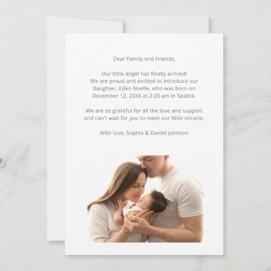 Moderne Elegante Grijze Script Pasgeboren 2 Foto G Aankondiging (Achterkant)