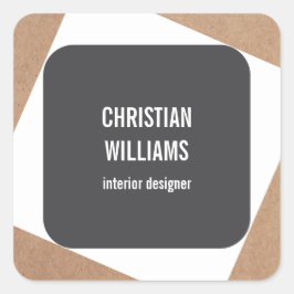 Moderne Elegante Grijze Witte Kraftpapier-Document Vierkante Sticker