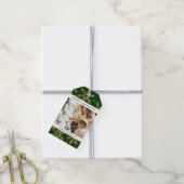 Moderne Elegante Groen Goud Kerstmis Familiefoto Cadeaulabel (Met Touw)