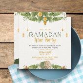 Moderne Elegante Groen & Goud Ramadan Iftar Feestdagenkaart