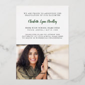 Moderne Elegante Groen Gouden Afstudeer Uitnodigin Folie Uitnodiging (Achterkant)