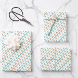 Moderne Elegante Groen Gouden Zig Zag Chevron Inpakpapier Vel