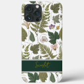 Moderne elegante groen lente bladeren en bloemen Case-Mate iPhone case (Achterkant)