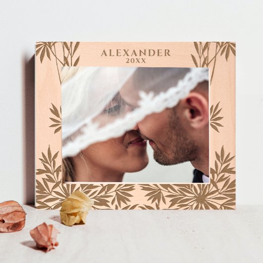 Moderne elegante groene bladeren houten laser gegr gegraveerde lijstjes