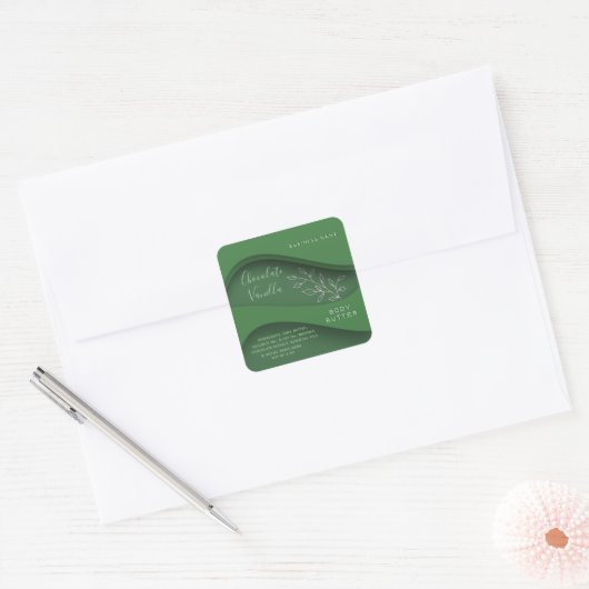 Moderne elegante groene botanische cosmetica label (Envelop)