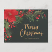 Moderne Elegante Groene Botanische Vrolijke Kerstm Feestdagenkaart (Voorkant)