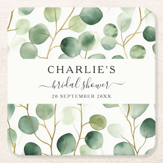 Moderne Elegante Groene Bruidsbruiloft Kartonnen Onderzetters (Voorkant)