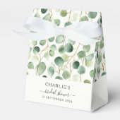 Moderne Elegante Groene Bruidsdouche Bedankdoosjes (Voorkant Zijde)