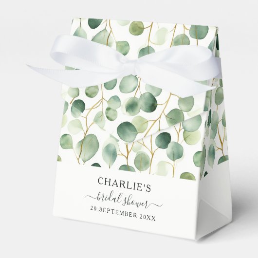 Moderne Elegante Groene Bruidsdouche Bedankdoosjes (Voorkant Zijde)