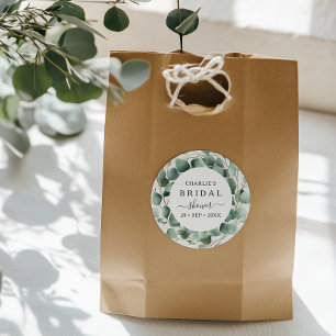 Moderne Elegante Groene Bruidsdouche Ronde Sticker