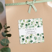 Moderne Elegante Groene Bruidsdouche Vierkante Sticker