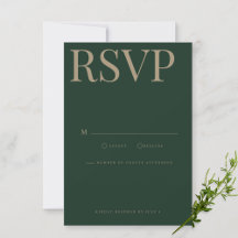 Moderne & Elegante Groene Bruiloft RSVP Kaart