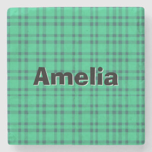 Moderne elegante groene check stenen onderzetter