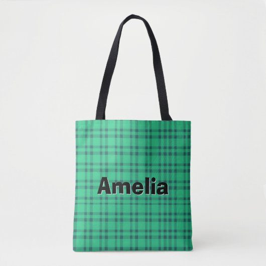 Moderne elegante groene check tote bag (Voorkant)