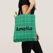 Moderne elegante groene check tote bag (Dichtbij)