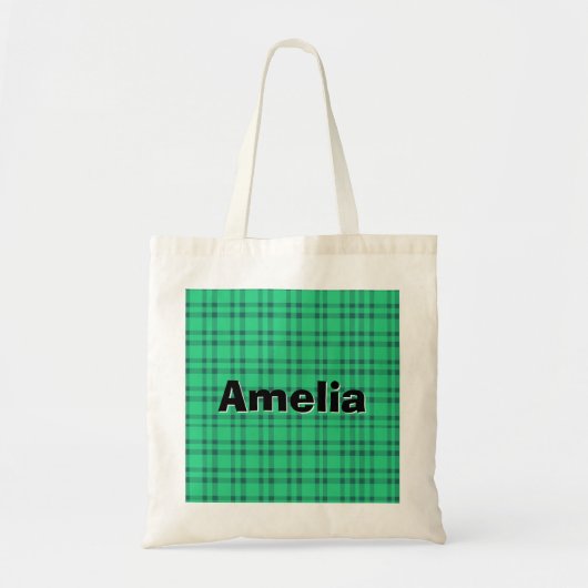 Moderne elegante groene check tote bag (Voorkant)