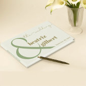 Moderne Elegante Groene Crème en Ampersand Wedding Gastenboek