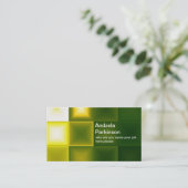 Moderne elegante groene en gele geometrische vorme visitekaartje (Staand voorkant)