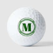 Moderne Elegante Groene en Witte Aangepaste Monogr Golfballen (Voorkant)