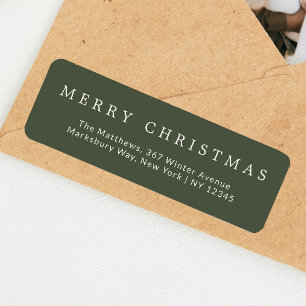 Moderne Elegante Groene Familie Kerstkaart Retoura Etiket