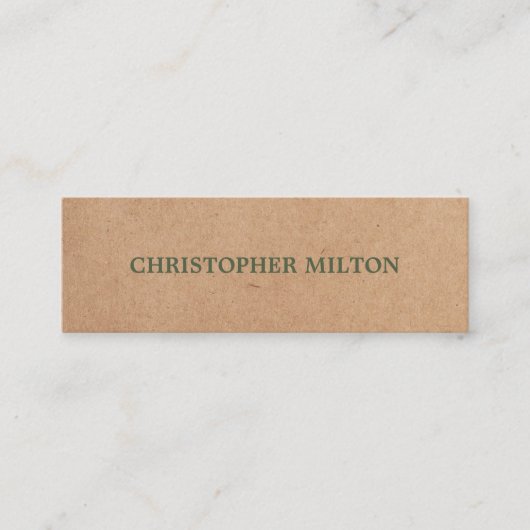Moderne Elegante Groene Faux Kraft Papier Consulta Mini Visitekaartje (Voorkant)