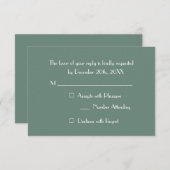Moderne Elegante Groene Feest RSVP Uitnodigingskaa (Voorkant / Achterkant)