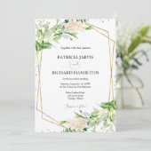 Moderne Elegante Groene Geometrische Trouwdag Kaart (Staand voorkant)