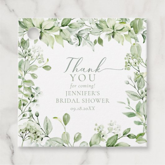 Moderne Elegante Groene Gevouwen Dank Je Bedankjes Labels (Voorkant)