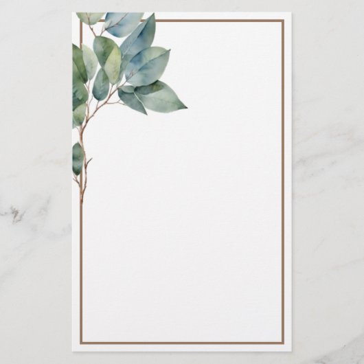 Moderne elegante groene gouden botanische eucalypt briefpapier (Voorkant)