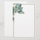 Moderne elegante groene gouden botanische eucalypt briefpapier (Voorkant / Achterkant)