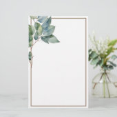 Moderne elegante groene gouden botanische eucalypt briefpapier (Staand voorkant)