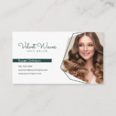 Moderne Elegante Groene Haar Stylist Make-up QR Co Visitekaartje (Voorkant)