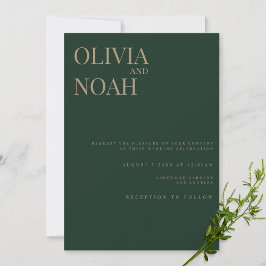Moderne & Elegante Groene Huwelijksuitnodiging Kaa Kaart