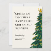 Moderne elegante groene kerstboom schets feestdagenkaart (Voorkant)