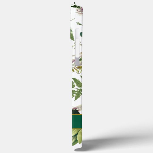 Moderne elegante groene lente bladeren en bloemen Case-Mate iPhone case (Achterkant / Links)