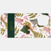 Moderne elegante groene lente bladeren en bloemen Case-Mate iPhone case (Achterkant (horizontaal))