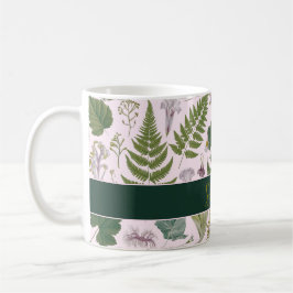 Moderne elegante groene lente bladeren en bloemen koffiemok