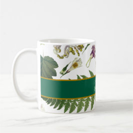 Moderne elegante groene lente bladeren en bloemen koffiemok