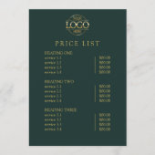 Moderne Elegante Groene Logo Service Menu Prijslij (Voorkant)